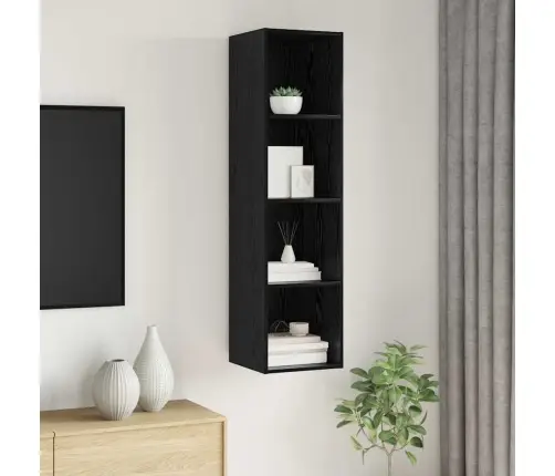 Tv Skapītis Melns Ozols 37 X 37 X 142.5 Cm Inženierijas Koks Vidaxl