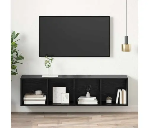 Tv Skapītis Melns Ozols 37 X 37 X 142.5 Cm Inženierijas Koks Vidaxl