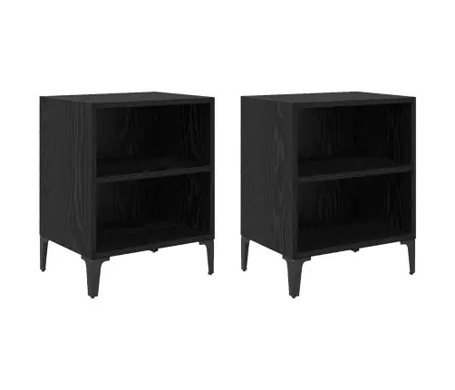 Nakts Skapji 2 Gabali Melnais Ozols 40X30X50 Cm Inženieru Koks Vidaxl