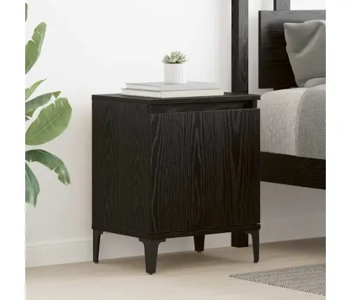 Šalia Lovos Spintelė Juoda Ąžuolo 40 X 30 X 50 Cm