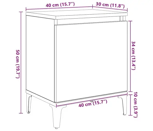 Šalia Lovos Spintelė Juoda Ąžuolo 40 X 30 X 50 Cm
