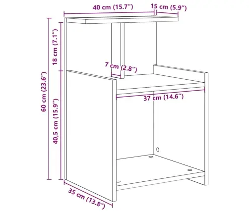 Naktsgaldiņi - 2 Komplekts - Vecais Koks - 40 X 35 X 60 Cm - Inženierijas Koks Vidaxl