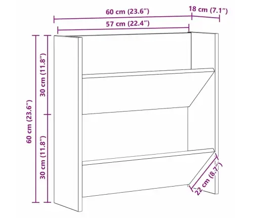 Sienas Apavu Skapji Ar Plauktu Cits Amatnieku Ozola 60 X 18 X 60 Cm Vidaxl