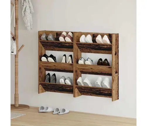 Sienas Apavu Skapji Ar Plauktu Cits 2 Pcs Veca Koka 60 X 18 X 60 Cm Vidaxl