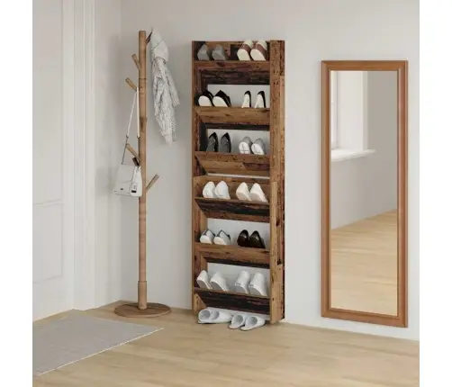 Sienas Apavu Skapji Ar Plauktu Cits 2 Pcs Veca Koka 60 X 18 X 60 Cm Vidaxl