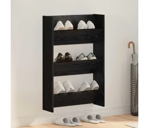 Sienas Apavu Skapji Ar Plauktu Cits Ar Uzglabāšanu Melns Ozols 60 X 18 X 60 Cm Vidaxl