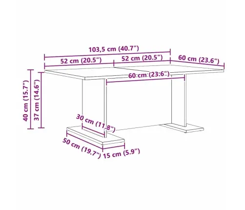 Kafijas Galdiņš Cits Amatnieku Ozola 103.5 X 60 X 40 Cm Vidaxl