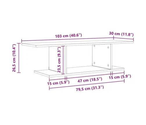 Televizora Skapīša Melna 103 X 30 X 26.5 Cm Inženierijas Koks Vidaxl