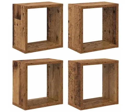 Sieninės Lentynos Su Lentyna 4 Pcs Sena Mediena 26 X 15 X 26 Cm