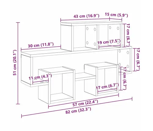 Seinariiul Riiuliga Vana Puit 82 X 15 X 51 Cm Tehispuit