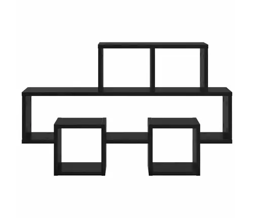 Sienas Plaukts Melns Ozols 82 X 15 X 51 Cm Inženierijas Koks Vidaxl