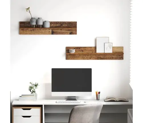 Sienas Plaukti Ar Plauktu Ar Uzglabāšanu 2 Pcs Vecs Koks 80 X 11.5 X 18 Cm Vidaxl