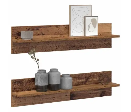 Sienas Plaukti Ar Plauktu Ar Uzglabāšanu 2 Pcs Vecs Koks 80 X 11.5 X 18 Cm Vidaxl