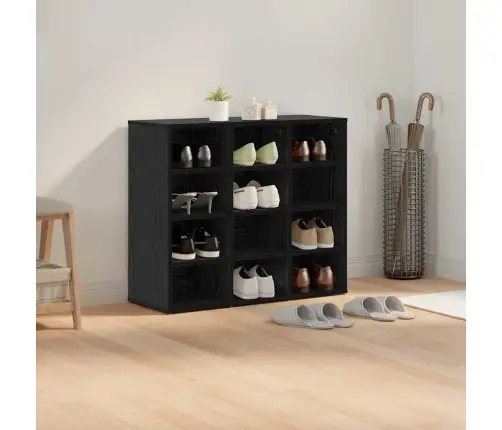 Apavu Skapis Melns Ozols 103X30X51 Cm Inženierijas Koks Vidaxl