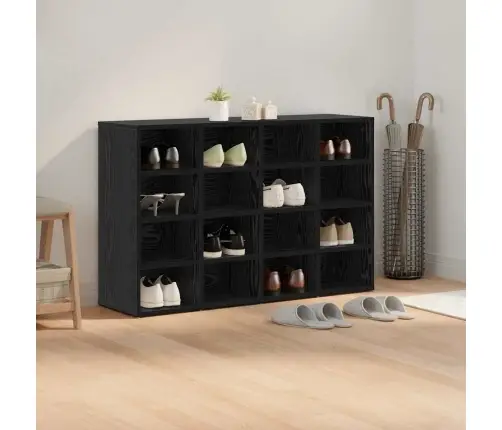 Apavu Skapis Melns Ozols 103X30X51 Cm Inženierijas Koks Vidaxl