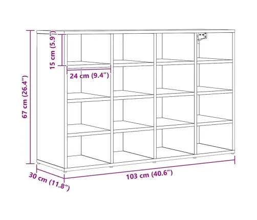 Apavu Skapis Melns Ozols 103X30X51 Cm Inženierijas Koks Vidaxl