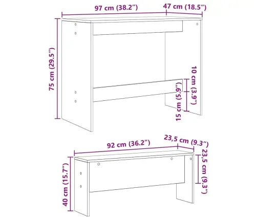 Söögitoakomplekt 2 Pcs Must Tamm 97 X 47 X 75 Cm Tehispuit