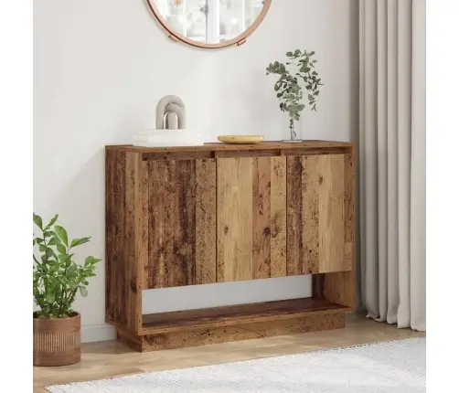 Puse Ar Plauktu Ar Durvīm Vecs Koks 97 X 29 X 75 Cm Inženierijas Koks Vidaxl