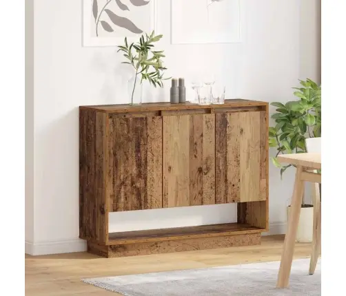 Puse Ar Plauktu Ar Durvīm Vecs Koks 97 X 29 X 75 Cm Inženierijas Koks Vidaxl