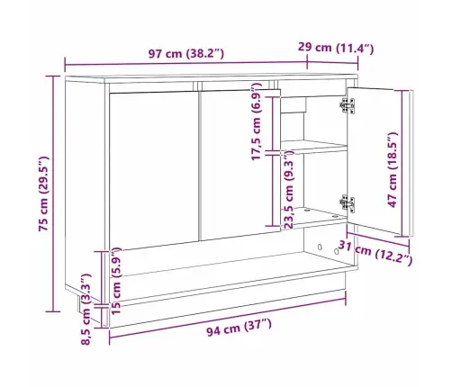 Puse Amatnieku Ozola 97 X 29 X 75 Cm Inženierijas Koks Vidaxl
