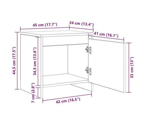 Nakts Skapītis Veca Koka 45 X 34 X 44.5 Cm Inženierijas Koks Vidaxl