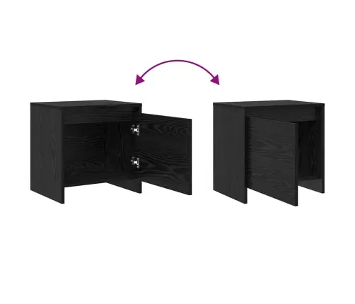 Nakts Skapītis Melns Ozols 45 X 34 X 44.5 Cm Inženierijas Koks Vidaxl