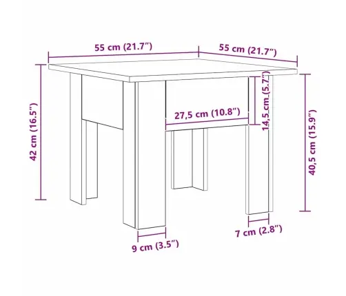Kafijas Galdiņš Melns Ozols 55 X 55 X 42 Cm Inženierijas Koks Vidaxl