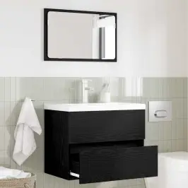 Vannas Istabas Mēbeļu Komplekts Ar Spoguli 2 Pcs Melns Ozolkoks Vidaxl