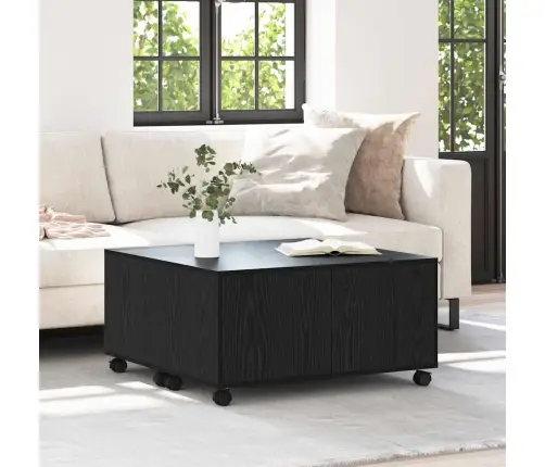 Kohvilaud Must Tamm 75 X 75 X 38 Cm Tehispuit