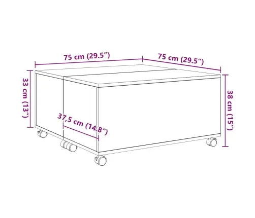 Kohvilaud Must Tamm 75 X 75 X 38 Cm Tehispuit