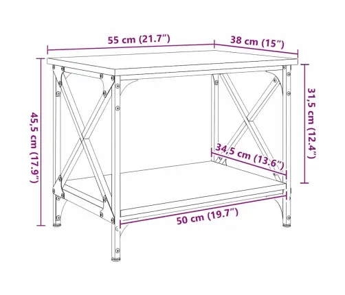 Sānu Galds Amatnieku Ozola 55 X 38 X 45 Cm Inženierijas Koks Vidaxl