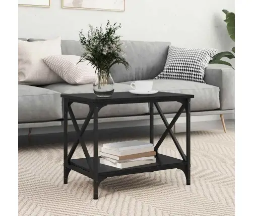 Sānu Galds Melns Ozols 55 X 38 X 45 Cm Inženierijas Koks Vidaxl