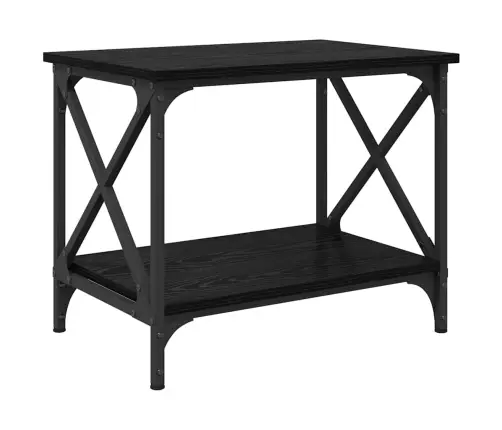 Sānu Galds Melns Ozols 55 X 38 X 45 Cm Inženierijas Koks Vidaxl