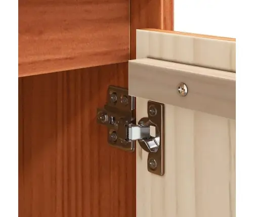 Puse Ar Plauktu Vaska Brūna 70 X 34 X 80 Cm Priedes Masīvkoks Vidaxl