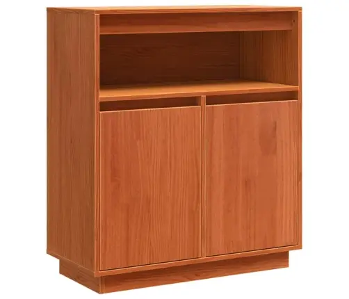 Puse Ar Plauktu Vaska Brūna 70 X 34 X 80 Cm Priedes Masīvkoks Vidaxl