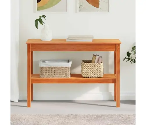 Konsoollaud Riiuliga Vahapruun 110 X 40 X 75 Cm Männipuit