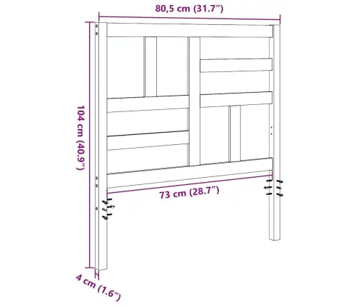 Gultas Galvas Balsts Vaska Brūna 80.5 X 4 X 104 Cm Vidaxl