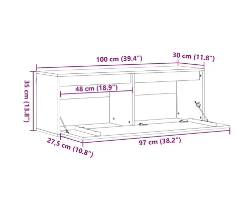 Seinekapp Riiuliga Muu Vahapruun 200 X 29,5 X 35 Cm Männipuit