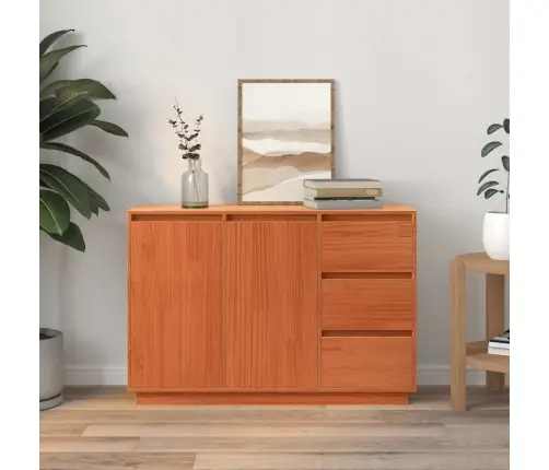 Puse Ar Atvilktni Ar Uzglabāšanu Ar Durvīm Brūna 111 X 34 X 75 Cm Priedes Masīvkoks Vidaxl