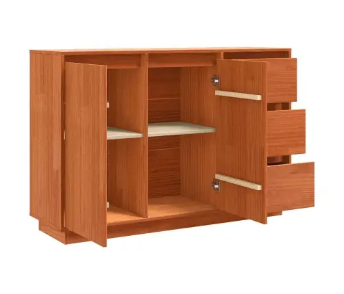 Puse Ar Atvilktni Ar Uzglabāšanu Ar Durvīm Brūna 111 X 34 X 75 Cm Priedes Masīvkoks Vidaxl