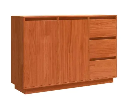 Puse Ar Atvilktni Ar Uzglabāšanu Ar Durvīm Brūna 111 X 34 X 75 Cm Priedes Masīvkoks Vidaxl