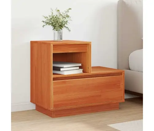 Nakts Skapītis Vaska Brūna 60 X 34 X 51 Cm Priedes Masīvkoks Vidaxl