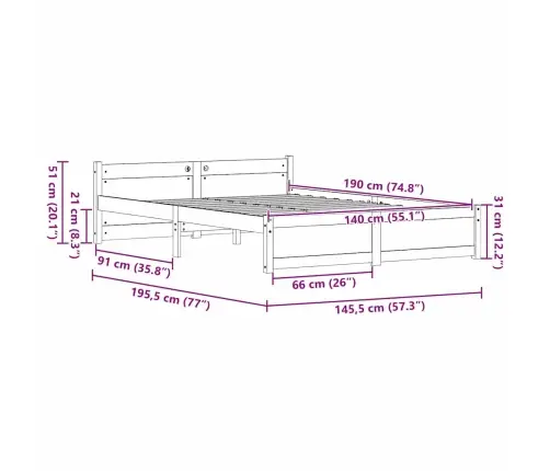 Lovos Rėmas Vaško Ruda 140 X 190 Cm Pušies Masyvas Lovos Rėmas Vaško Ruda 140 X 190 Cm Pušies Masyvas