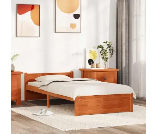 Gultas Rāmis Vaska Brūna 100 X 200 Cm Priedes Masīvkoks Vidaxl