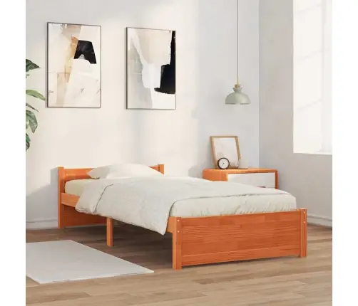 Gultas Rāmis Vaska Brūna 100 X 200 Cm Priedes Masīvkoks Vidaxl