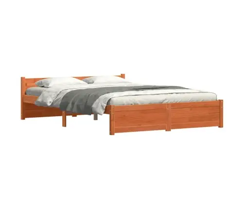 Gultas Rāmis Vaska Brūna 140 X 200 Cm Priedes Masīvkoks Vidaxl