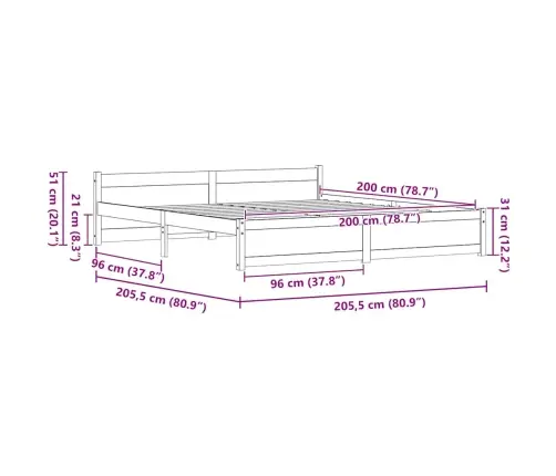 Lovos Rėmas Su Galvūgalio Vaško Ruda 205.5 X 95.5 X 51 Cm