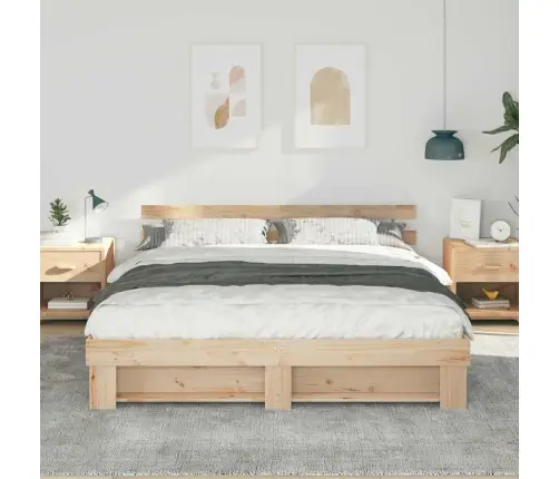 Voodi Raam Peaga Pruun 200 X 200 Cm Tahke Mänd