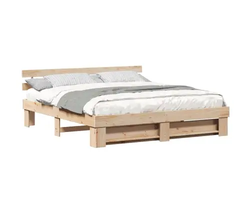 Voodi Raam Peaga Pruun 200 X 200 Cm Tahke Mänd