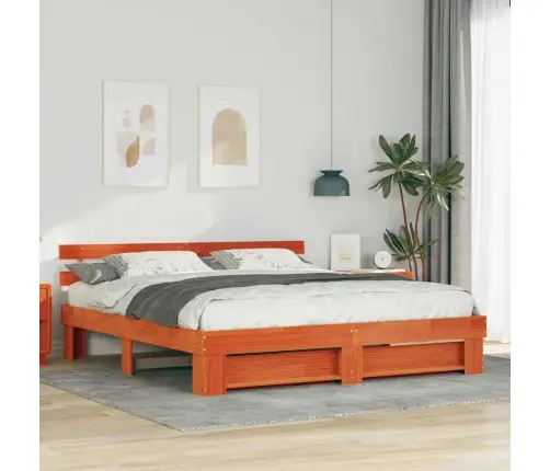 Gultas Rāmis Brūna 180 X 200 Cm Priedes Masīvkoks Vidaxl